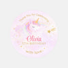 Pastel Unicorn Thank You Stickers – Custom Name Kids Birthday Party Favour Labels