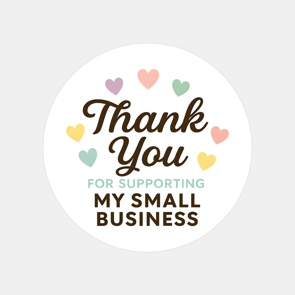 Thank You for Supporting My Small Business Stickers – Rainbow Hearts