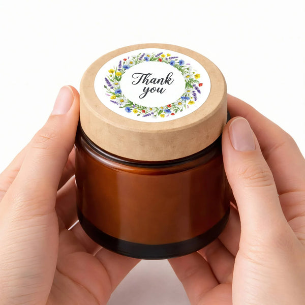 Thank You Stickers | Colourful Floral Wreath Packaging Labels | Small Business Stickers Australia - Sticksy Prints Australia