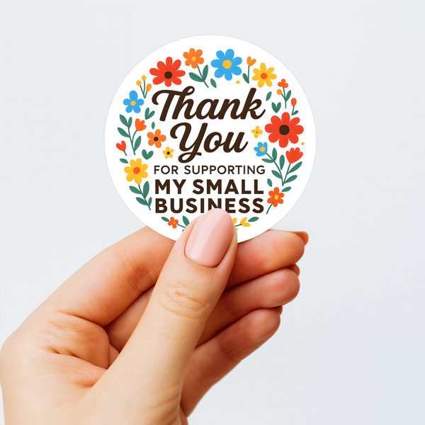 Thank You for Supporting My Small Business Stickers – Bright Floral Edition