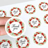 Thank You Stickers | Red Poppy Watercolour Wreath Packaging Labels | Small Business Australia - Sticksy Prints Australia