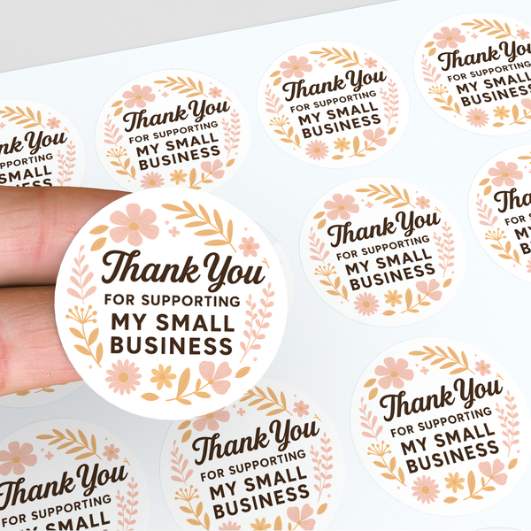 Thank You for Supporting My Small Business Stickers Delicate Floral