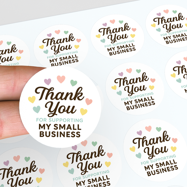 Thank You for Supporting My Small Business Stickers – Rainbow Hearts