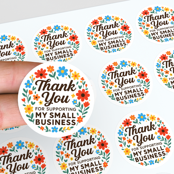 Thank You for Supporting My Small Business Stickers – Bright Floral Edition