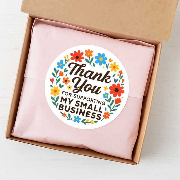 Thank You for Supporting My Small Business Stickers – Bright Floral Edition