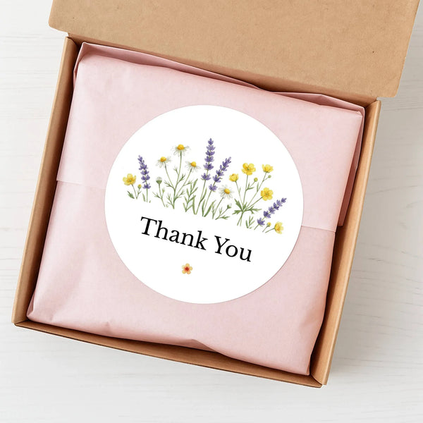 Thank You Stickers | Colourful Wildflower Packaging Labels | Small Business Stickers Australia - Sticksy Prints Australia