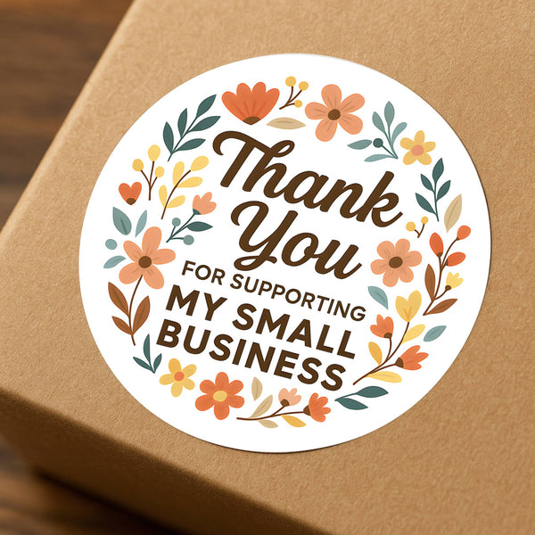 Thank You for Supporting My Small Business Stickers Floral Boho