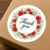 Thank You Stickers | Red Poppy Watercolour Wreath Packaging Labels | Small Business Australia - Sticksy Prints Australia