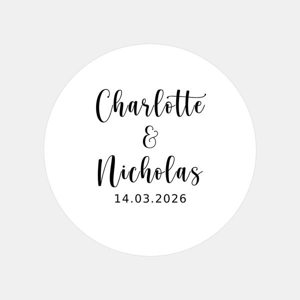 Personalised Wedding Stickers – Custom Names & Date Labels