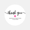 Personalised Thank You Wedding Stickers – Modern Script with Pink Heart