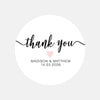 Personalised Thank You Wedding Stickers – Modern Script with Blush Pink Heart