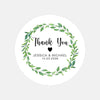 Personalised Thank You Wedding Stickers – Green Leaf Wreath Design