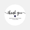 Personalised Thank You Wedding Stickers – Classic Script with Navy Heart
