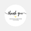 Personalised Thank You Wedding Stickers – Modern Script with Pastel Yellow Heart