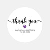 Personalised Thank You Wedding Stickers – Modern Script with Purple Heart