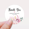 Personalised Thank You Wedding Stickers – Pink Protea & Blush Floral Design