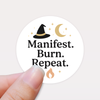 “Manifest. Burn. Repeat.” (Gold Edition) Candle Label Stickers