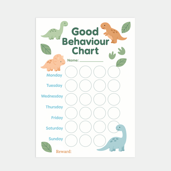 Dinosaur Kids Reward Chart Printable (Good Behaviour Chart – A4, Instant Download)