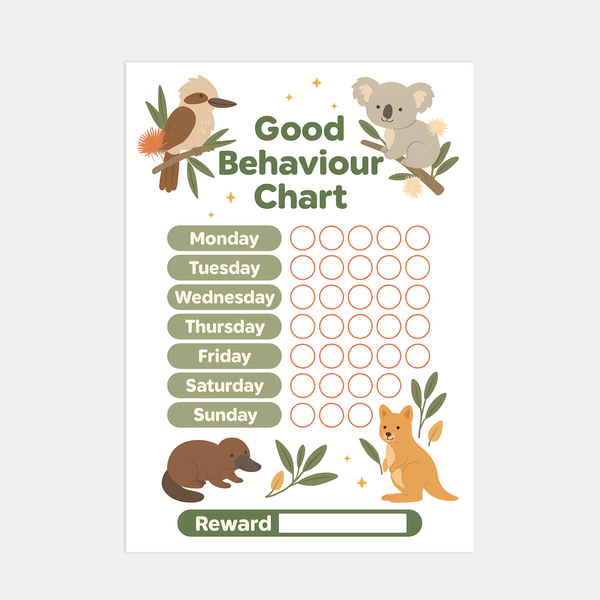 Australian Animal Good Behaviour Chart for Kids – Printable (A4)