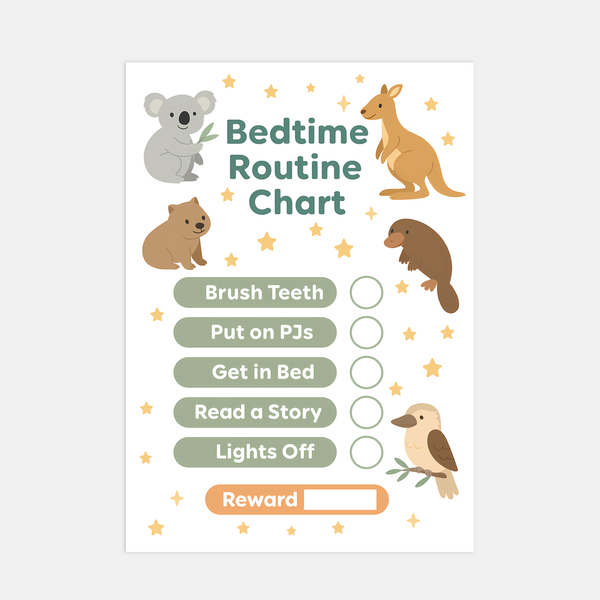 Australian Animal Bedtime Routine Chart for Kids – Printable (A4)