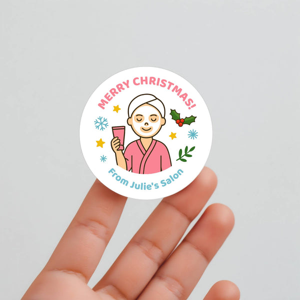 Personalised Christmas Stickers for Beauty Salons & Spas