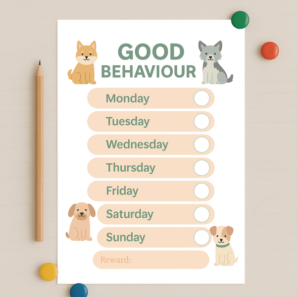 Dog Reward Chart for Kids – Good Behaviour Printable (A4) (Copy)