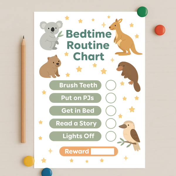 Australian Animal Bedtime Routine Chart for Kids – Printable (A4)