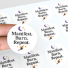 “Manifest. Burn. Repeat.” Candle Label Stickers