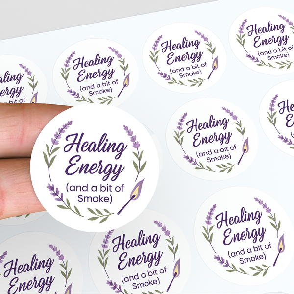 “Healing Energy (and a Bit of Smoke)” Sticker Labels