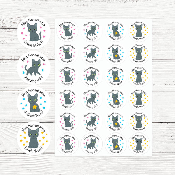 Russian Blue Cat Teacher Reward Stickers – Classroom Motivation & Praise
