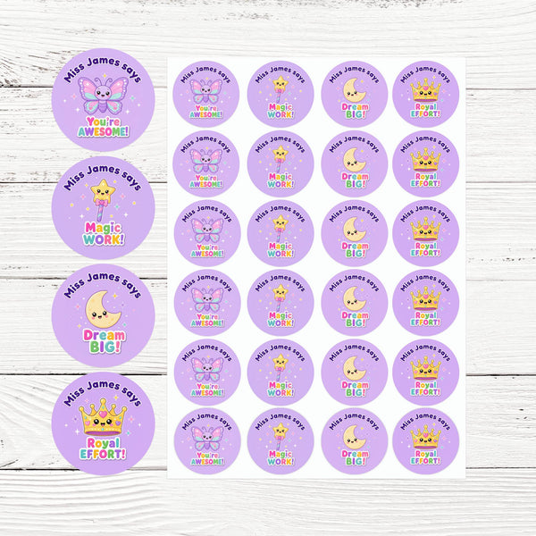 Personalised Magical Reward Stickers for Teachers | Cute Classroom Praise Labels
