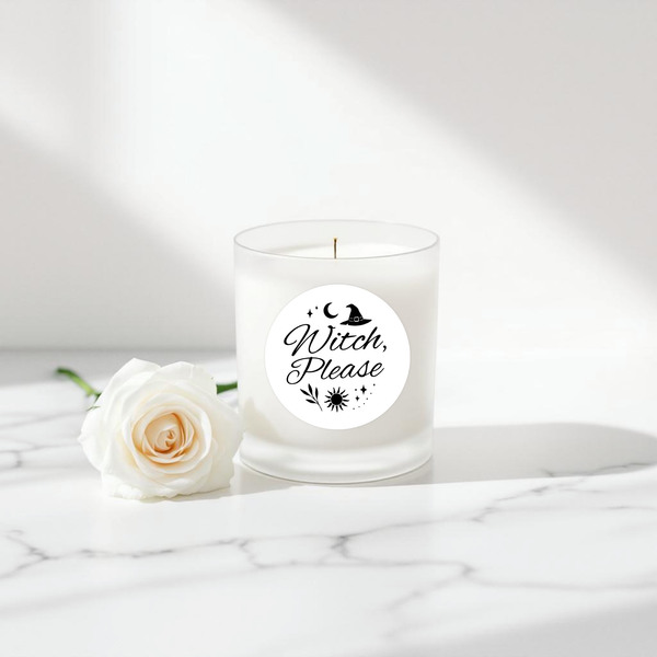 “Witch, Please” (Black & White Edition Candle Label Stickers