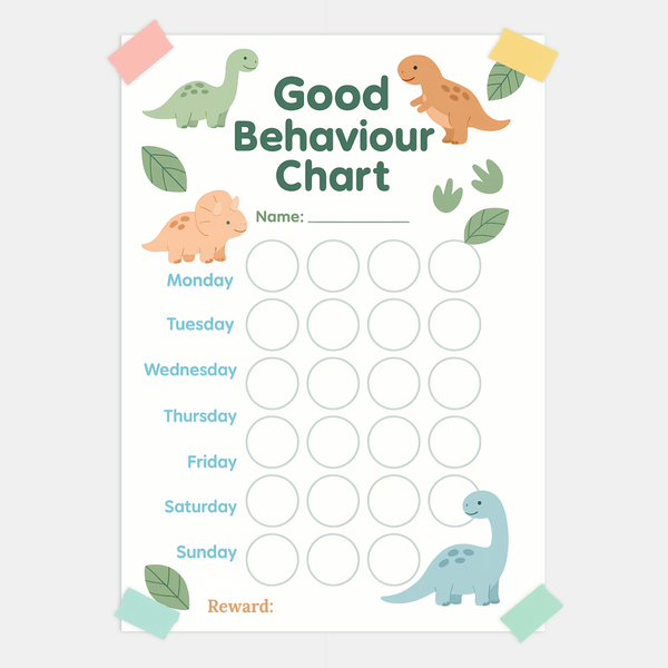 Dinosaur Kids Reward Chart Printable (Good Behaviour Chart – A4, Instant Download)