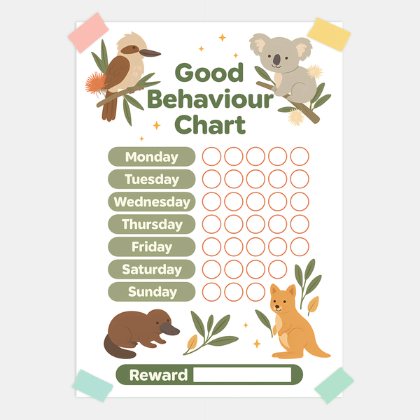Australian Animal Good Behaviour Chart for Kids – Printable (A4)