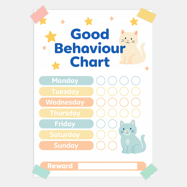 Cat Reward Chart for Kids – Good Behaviour Printable (A4)