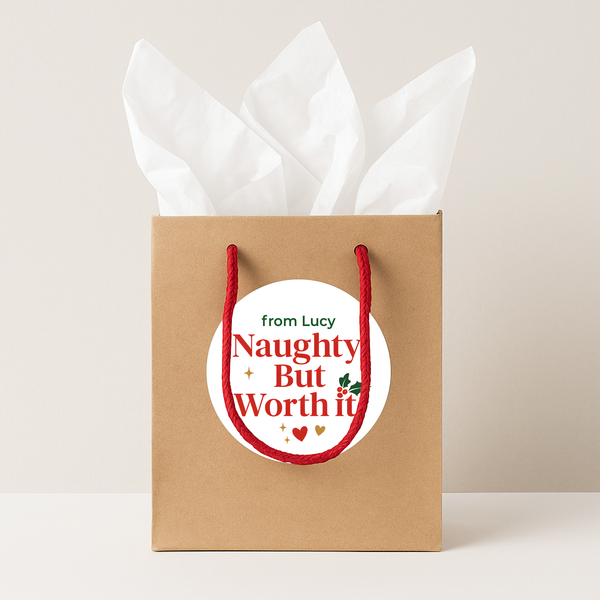 Personalised Naughty, But Worth It Christmas Stickers