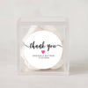 Personalised Thank You Wedding Stickers – Modern Script with Pink Heart