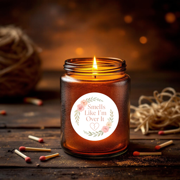 “Smells Like I’m Over It” Candle Label Stickers