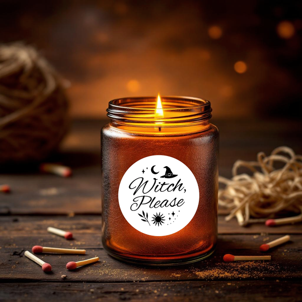 “Witch, Please” (Black & White Edition Candle Label Stickers