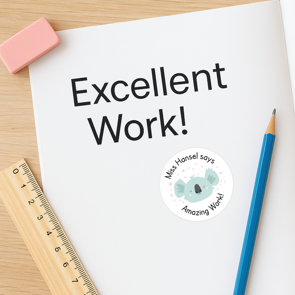 Personalised Teacher Reward Stickers Custom Name Label Cute Pastel Animals