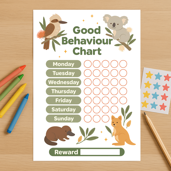 Australian Animal Good Behaviour Chart for Kids – Printable (A4)