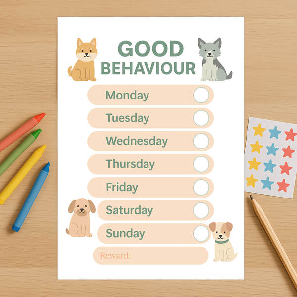 Dog Reward Chart for Kids – Good Behaviour Printable (A4) (Copy)