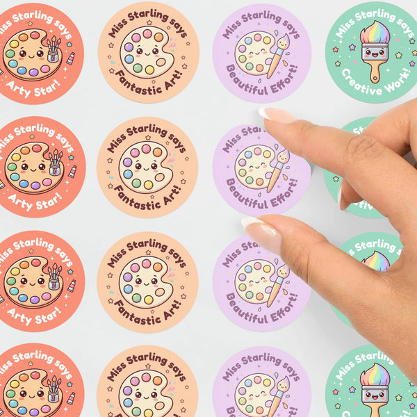 Personalised Art Reward Stickers for Teachers | Creative Classroom Praise Labels