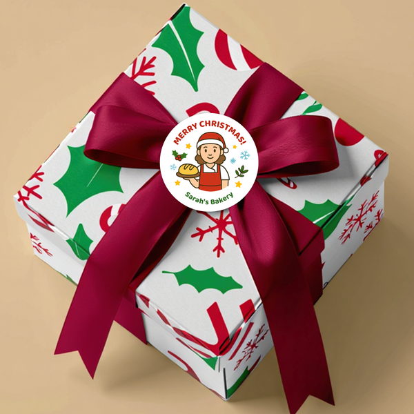 Personalised Christmas Bakery Stickers – Merry Christmas Bakery Stickers