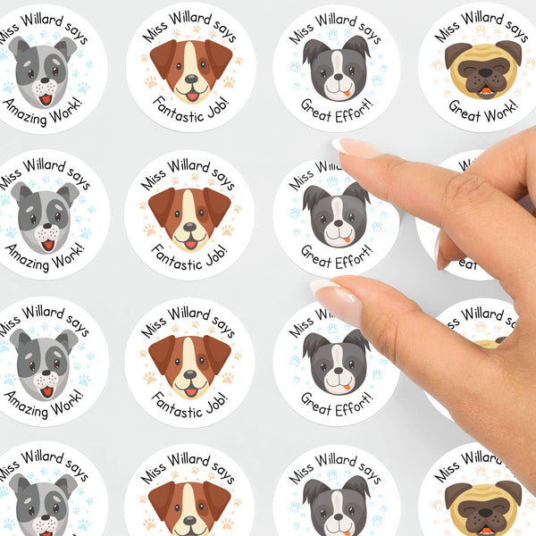 Personalised Dog Teacher Reward Stickers Labels Kids