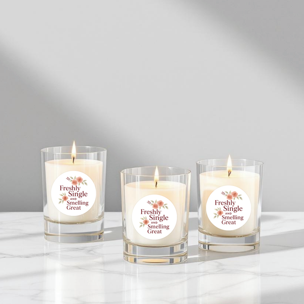 “Freshly Single and Smelling Great” Candle Label Stickers