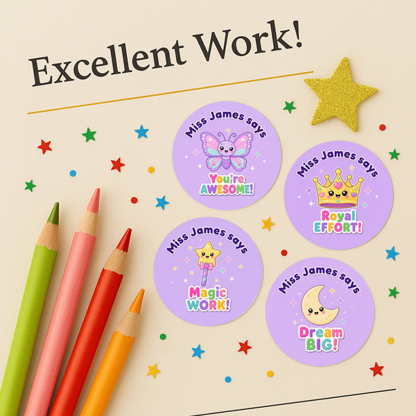 Personalised Magical Reward Stickers for Teachers | Cute Classroom Praise Labels
