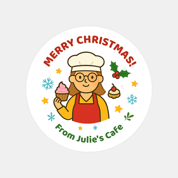 Personalised Christmas Stickers for Bakeries & Cafes