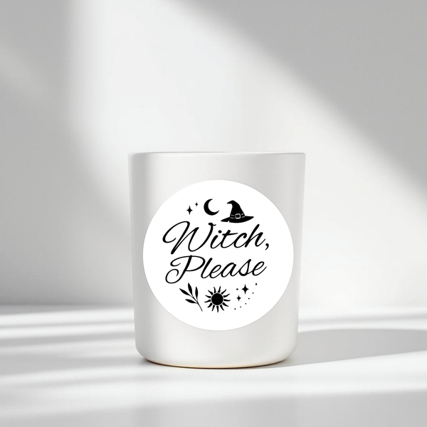 “Witch, Please” (Black & White Edition Candle Label Stickers