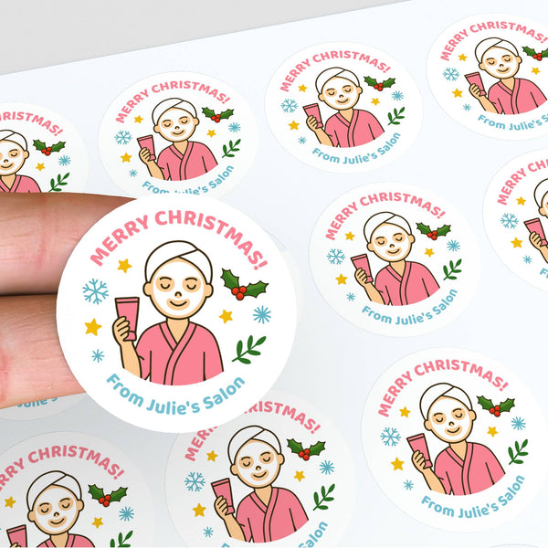 Personalised Christmas Stickers for Beauty Salons & Spas
